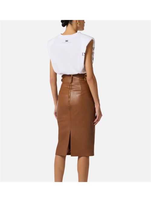 T-SHIRT WITH LETTERING PRINT ELISABETTA FRANCHI | MA70P61E2270 gesso